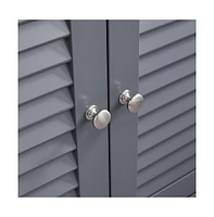 Slickblue Bathroom Storage Floor Cabinet Free Standing With Double Shutter Door And Adjustable Shelf