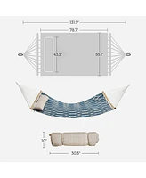 Slickblue Quilted Hammock with Curved Bamboo Spreaders, Pillow, Portable Padded Holds up to 495 lb