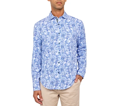 Society of Threads Men's Regular-Fit Non-Iron Performance Stretch Paisley Button-Down Shirt