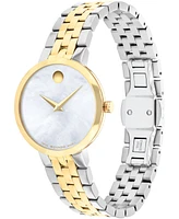 Movado Women's Museum Classic Swiss Quartz Two Tone Stainless Steel and Yellow Physical Vapour Deposition (Pvd) Watch 30mm - Two