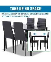 Sugift 5 Piece Dining Table Set for 4 Glass Dining Table and 4 Chairs Black