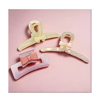 Headbands of Hope Medium Rectangle Clip - Frosted Pink Bow