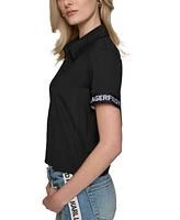 Karl Lagerfeld Paris Women's Logo-Tape Polo Top