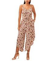 1.state Women's Printed Tie Front Sleeveless Cropped Jumpsuit