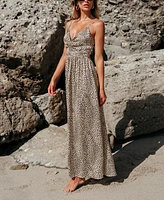 Cupshe Women's Leopard Print Knotted V-Neck Maxi Beach Dress