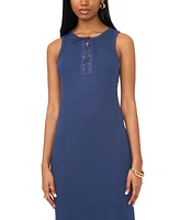 1.state Women's Lace-Up Cotton Bodycon Midi Dress