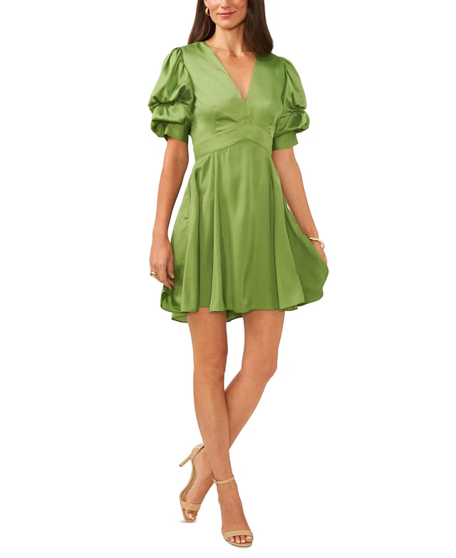 1 state puff sleeve tiered short dress 1.state Bubble Sleeve V-neck Dress