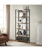 Slickblue Bookshelf, Home Office Bookcase, Storage Rack With Steel Frame, For Living Room