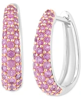 Effy Ruby Oval Small Huggie Hoop Earrings (2 ct. t.w.) Sterling Silver (Also available Pink Sapphire & Sapphire)