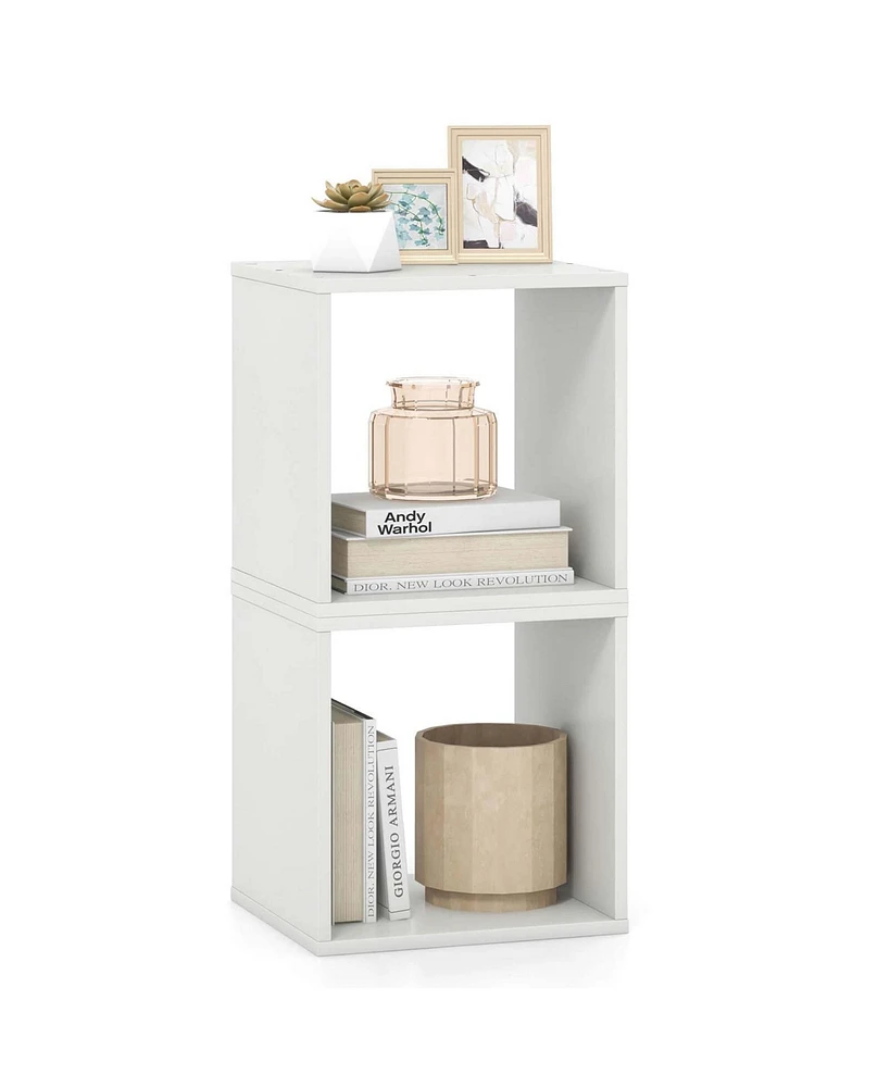 Costway 2PCS Stackable Storage Cube Free-standing Storage Organizer Bookcase for Bedroom