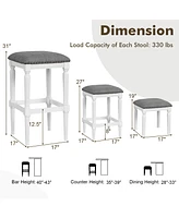 3 Heights Saddle Stool Set of 2 Square Kitchen Island Stool with Footrests