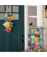 Evergreen Stacked Spring Flower Pots Garden Applique Flag 12.5 x 18 Inches Indoor Outdoor Decor