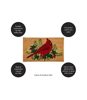 Evergreen Winter Cardinal Indoor Outdoor Natural Coir Doormat 1'4"x2'4" Brown