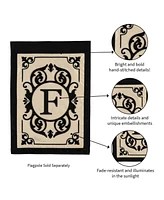 Evergreen Flag Cambridge Chic Letter F Monogram Applique Garden Flag - 12.5" Wide x 18" High