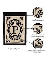 Evergreen Flag Cambridge Chic Letter P Monogram Applique Garden Flag - 12.5" Wide x 18" High