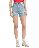 Levi's Women's Cotton High-Rise Double Button Mom Shorts