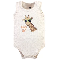 Hudson Baby Boys Cotton Sleeveless Bodysuits 5pk, Wild Safari, 12-18 Months