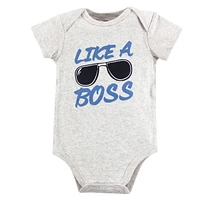 Hudson Baby Baby Boys Hudson Cotton Bodysuits 3pk, Like A Boss, Months
