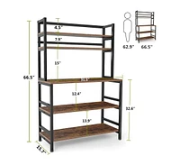 Tribesigns Bakers Rack with Hutch, Microwave Oven Stand, 5-Tier Kitchen Utility Storage Shelf, Height Free Standing Kitchen Organizer for Spices, Pots