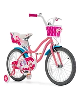 Gymax Inches Kids Bicycle w/ Doll Chair & Basket Kids Bike w/ Training Wheels Pink