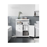 Slickblue Bathroom Floor Storage Cabinet with 3 Drawers and Adjustable Shelf, Bathroom Cabinet Freestanding
