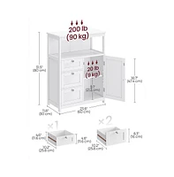 Slickblue Bathroom Floor Storage Cabinet with 3 Drawers and Adjustable Shelf, Bathroom Cabinet Freestanding