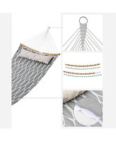 Slickblue Quilted Hammock with Curved Bamboo Spreaders, Pillow, Portable Padded Holds up to 495 lb