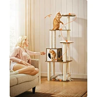 Slickblue Modern Cat Tree for Indoor Cats, Multi-level Cat Condo with 5 Scratching Posts