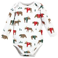 Hudson Baby Unisex Cotton Long-Sleeve Bodysuits, Moose Be Christmas, 3-Pack