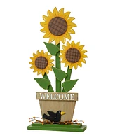 Glitzhome 29"H Fall Wood Sunflowers Porch Decor