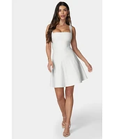 Bebe Women's Luxe Bandage Square Neck Fit & Flare Dress