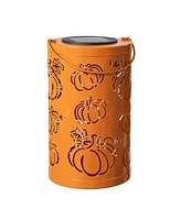 Glitzhome 10.75"H Fall Metal Pumpkin Solar Powered Led Lantern