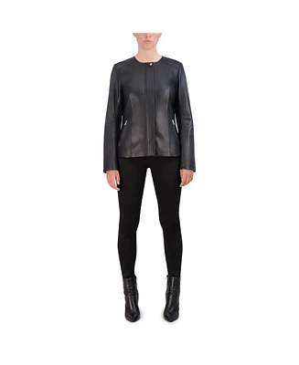 Cole Haan Women's Collarless Leather Jacket