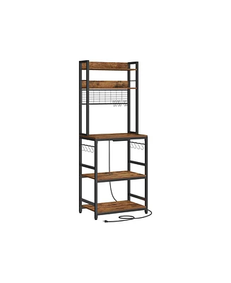 Slickblue Hutch Bakers Rack With Power Outlet