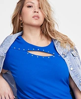 I.n.c. International Concepts Plus Size Studded Cutout Top, Created for Macy's