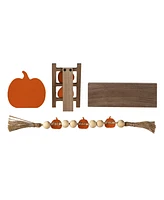 Glitzhome 10.75"L Set of 4 Fall Wooden Word Signs Tiered Tray Table Decor