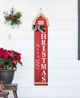 Glitzhome 42"H Christmas Wooden "Merry Christmas" House Shape Porch Sigh