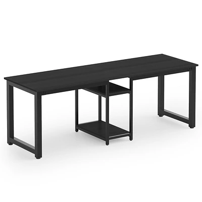 Tribesigns 78 Inches Computer Desk, Extra Large Two Person Office Desk with Shelf, Double Workstation Desk for Home Office