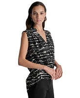 Dkny Women's Printed Surplice Sleeveless Top