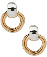 Anne Klein Two-Tone Doorknocker Clip-On Drop Earrings