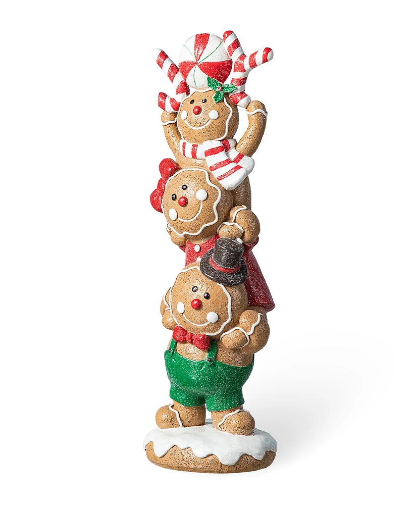 Glitzhome 12.5"H Christmas Resin Stacked Gingerbread Table Decor