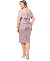 Xscape Plus Metallic Ruched Sheath Dress