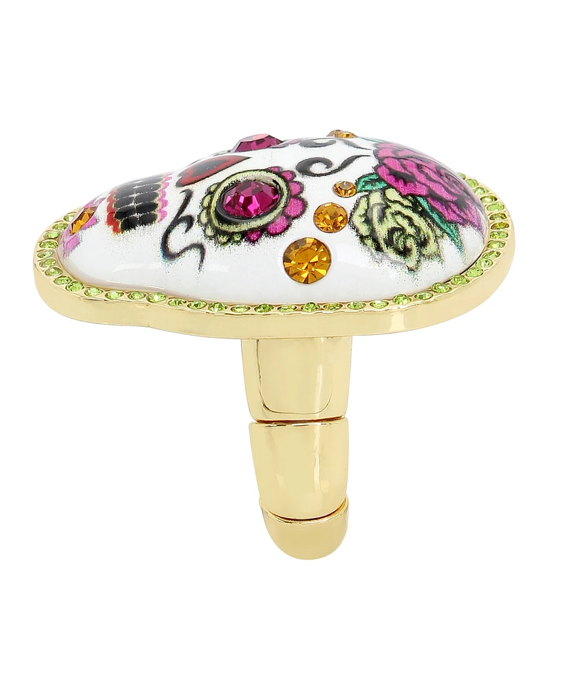 Betsey Johnson Faux Stone Sugar Skull Cocktail Stretch Ring