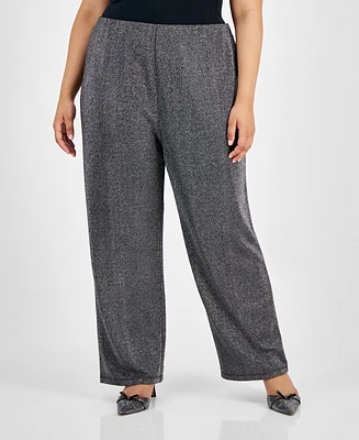 Jm Collection Plus Pull-On Metallic Pants, Created for Macy's