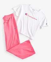 Champion Big Girls Meet Greet Logo T Shirt Wide Leg Drawstring Pants