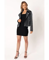 Elaina Crystal Studded Moto Jacket