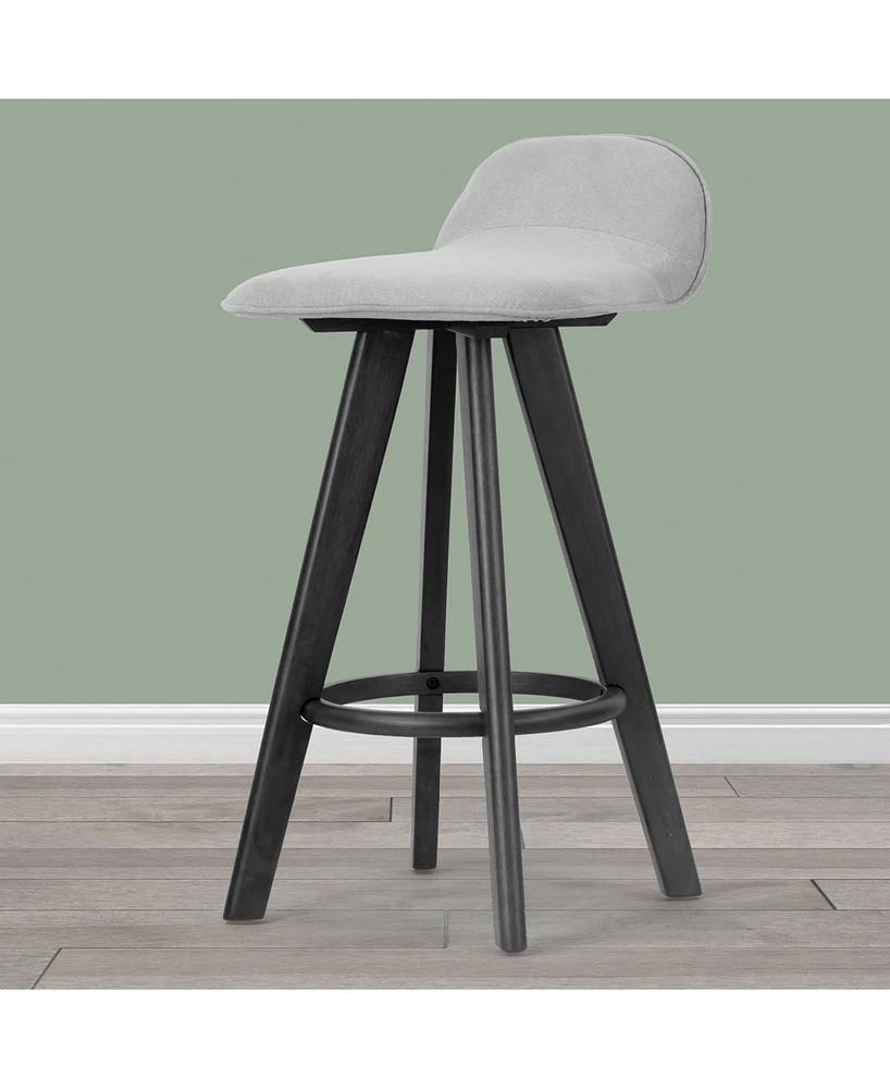 Glamour Home 25.98" Asta Rubberwood, Fabric Counter Height Stool, Set of 2