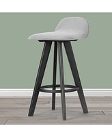 Glamour Home 25.98" Asta Rubberwood, Fabric Counter Height Stool, Set of 2