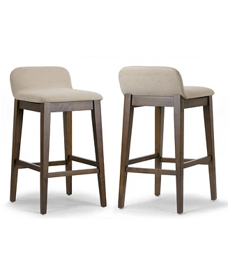 Glamour Home 28.9" Atia Rubberwood, Fabric Counter Height Stool, Set of 2