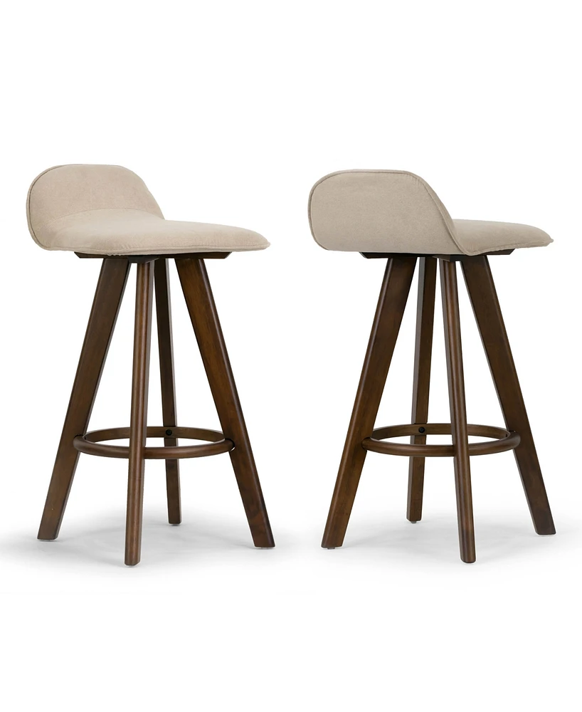 Glamour Home 25.98" Asta Rubberwood, Fabric Counter Height Stool, Set of 2